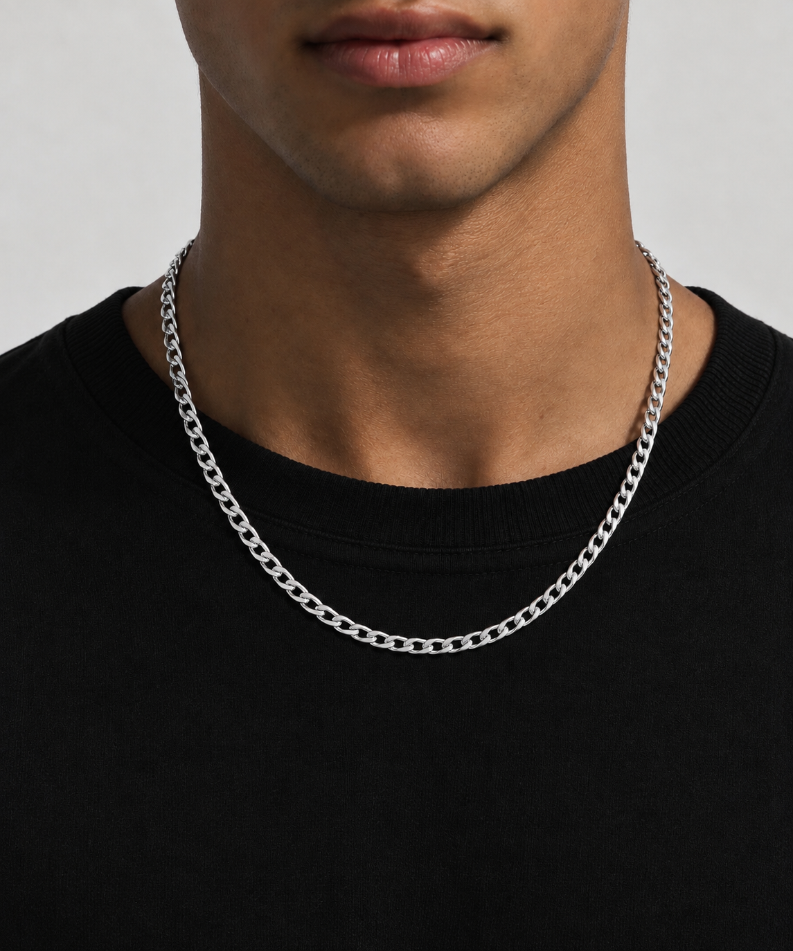 Men's Silver Tone Chain Necklace – 5mm, 24 Inch